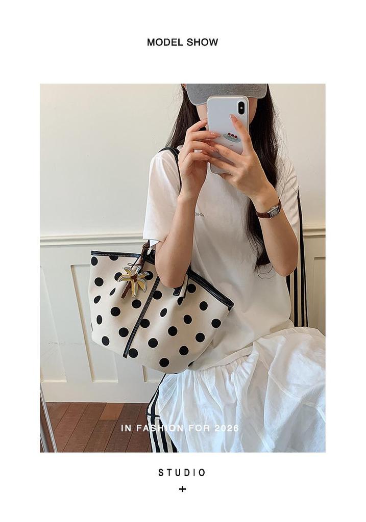 2026 Summer Polka Dot Bow Shoulder Bag for Women