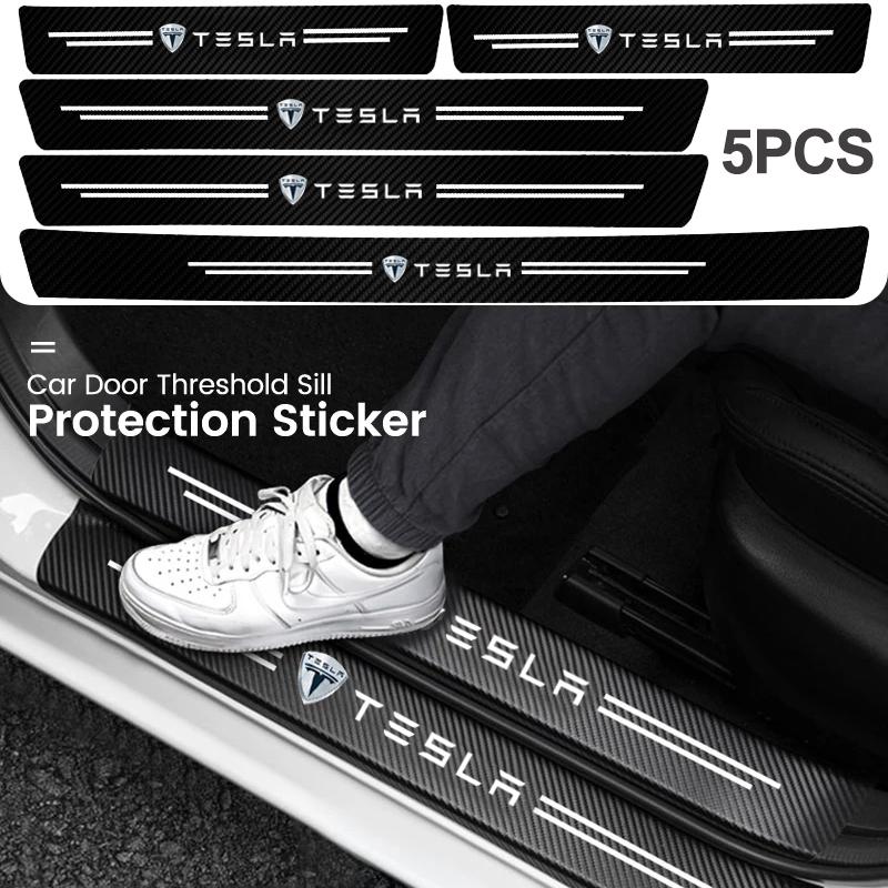 Kohlefaser Auto Türschwelle Schutzaufkleber für Tesla Model 3 Y S X Cybertruck Juguete Roadster Coil Bonina SpaceX