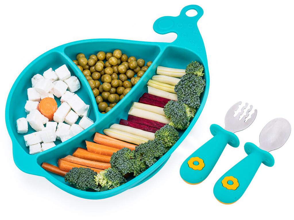 Giligums Silicone Whale Plate Dumel Cutlery