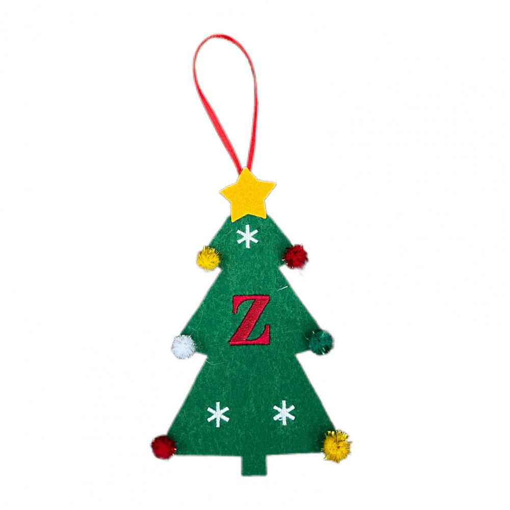 Christmas Tree Pendant Ornament with Lanyard 26 Letter Design Felt Fabric Holiday Xmas Tree Hanging Decoration