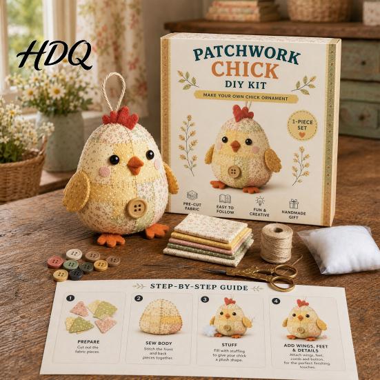 Fabric Craft Kit DIY Patchwork Animal Kit Hand Sewing Set with Pre-Cut