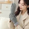 Polar Fleece Women Anti-cold Mittens Faux Rabbit Fur Plush Thickened Gloves  Outdoor