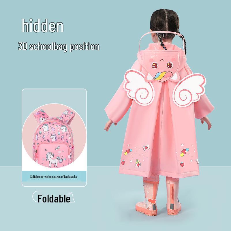 Kids' Cartoon Raincoat for Toddlers & Students - Waterproof Rain Cape with Seat Cover