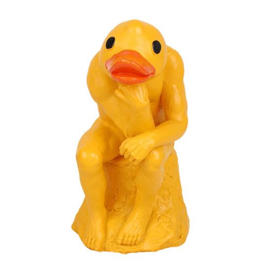 Thinking Duck Statue, Funny Duck Thinker Figurine, Little Duck Resin Sculpture for Dining Room, Office Desk Decor
