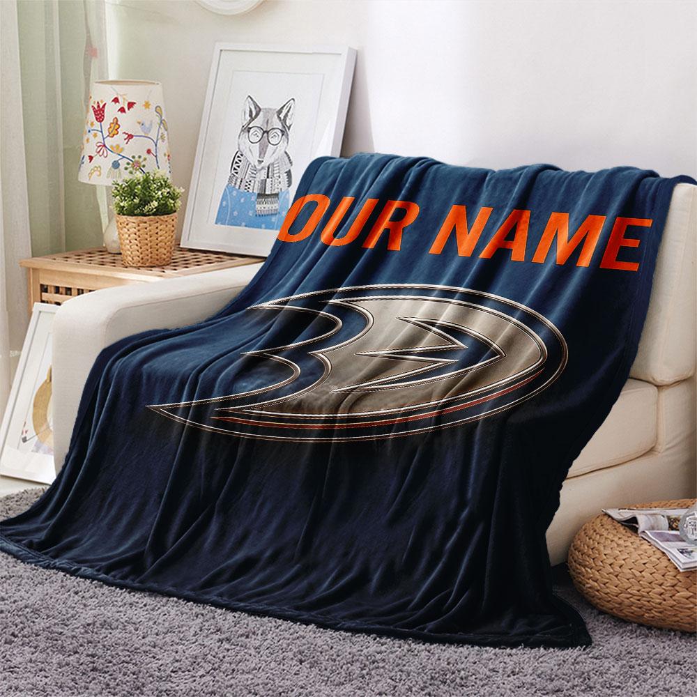 Custom Name,Anaheim Ducks Printed Flannel Blanket, soft throw for bedroom sofa, washable, Christmas present, great gift.