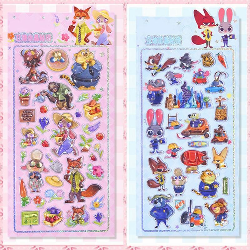 Cartoon Anime Rabbit Judy Fox Nick Stickers Zootopia 3D Relief Sticker Children DIY Scrapbook Notebook Decorative Sticker Gift