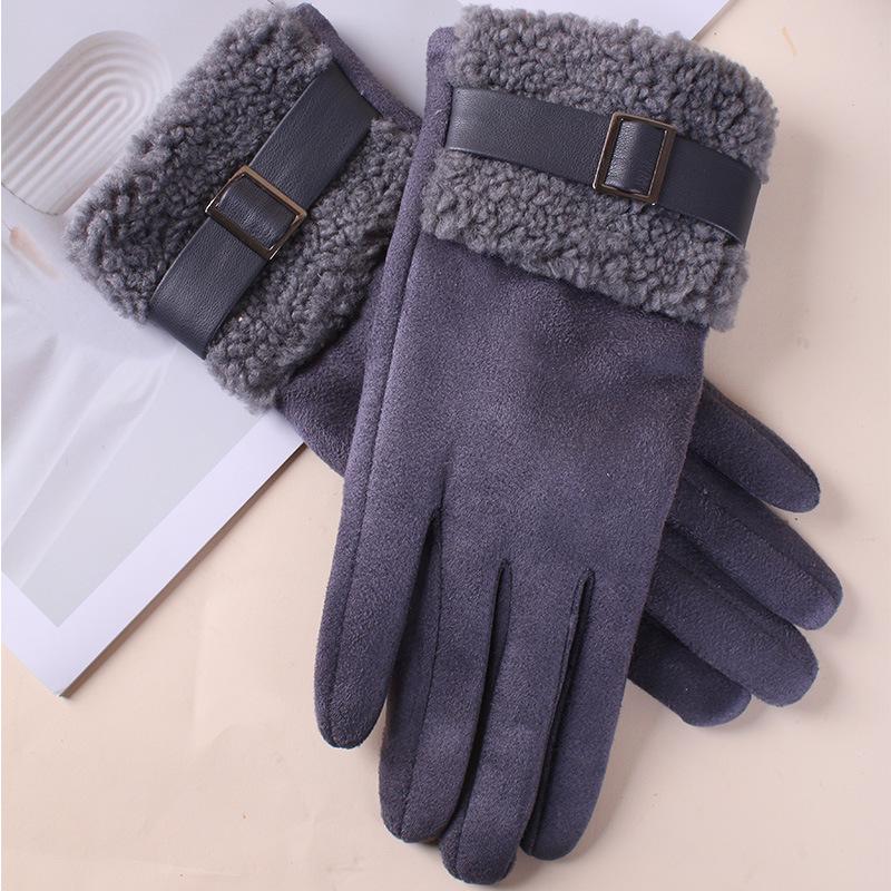 Women's Winter 2025 Touchscreen Cycling Gloves - Windproof, Cold-Proof, Split-Finger Design with Fur Trim.