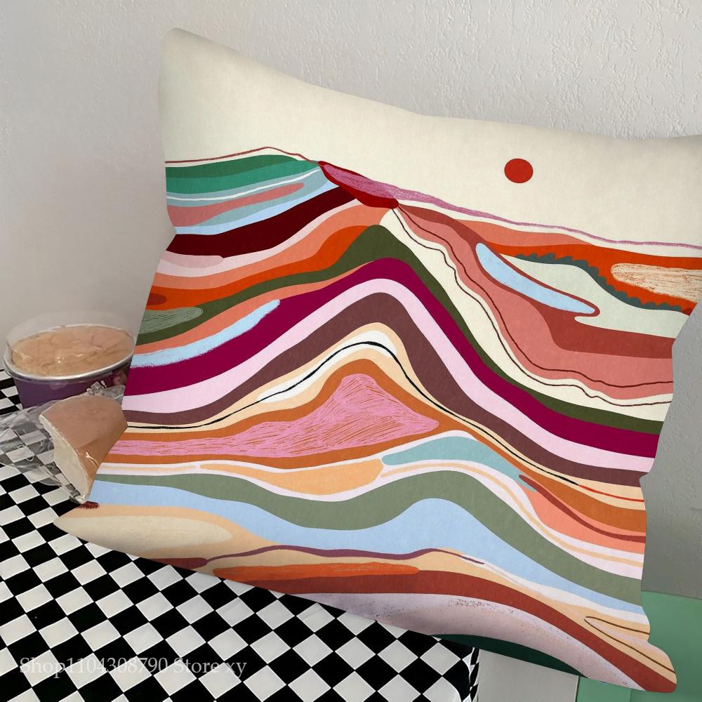 Mountain Landscape Abstract Mountain Art Pillow Case Square Pillow Bedroom Sofa Leisure Comfort Car Living Room Home Decoration