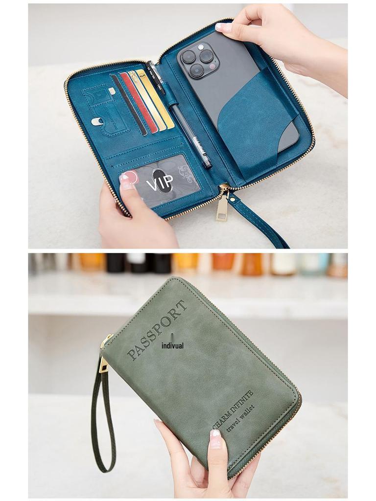 Multifunctional RFID Passport Holder & Travel Wallet with Zipper