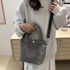 Corduroy Shoulder Bag Women Solid Color Crossbody Purse Handbag with Adjustable Shoulder Strap Top Handle for Street Commuting Daily Errands