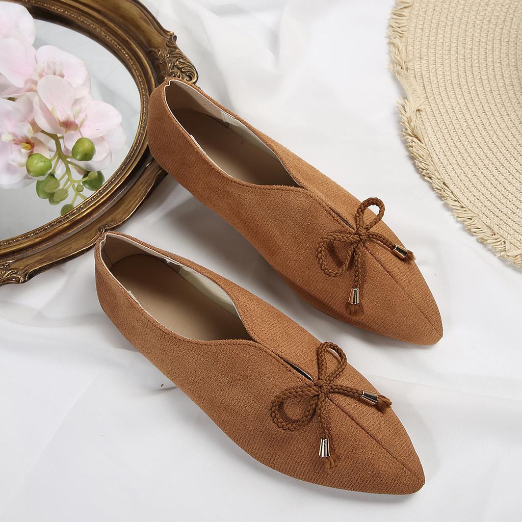 Women's Casual Single Shoes Women's New Flat Bow Pointed Comfortable Women's Shoes