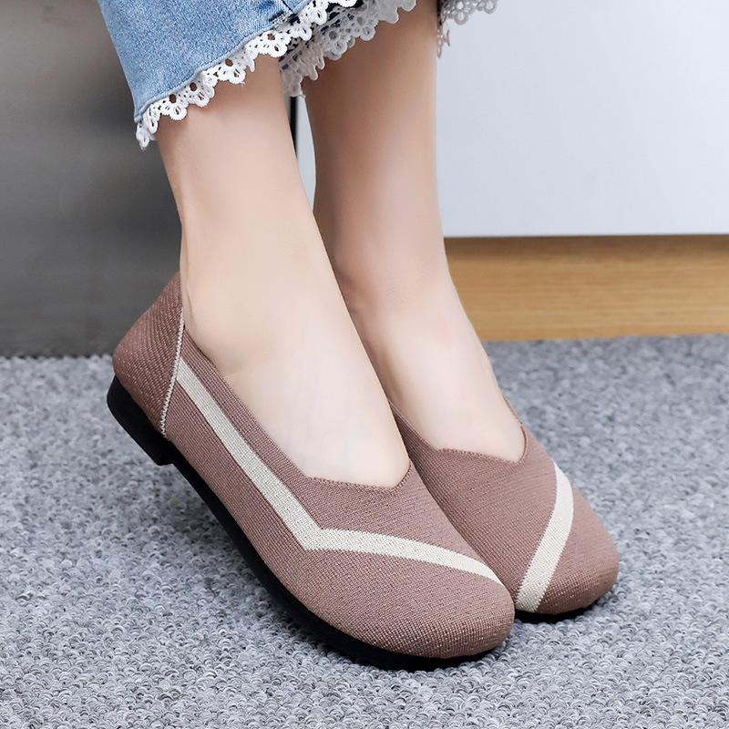 Summer new women's fashion casual fly-woven shoes flat bottom breathable shallow mouth single shoes non-slip one pedal
