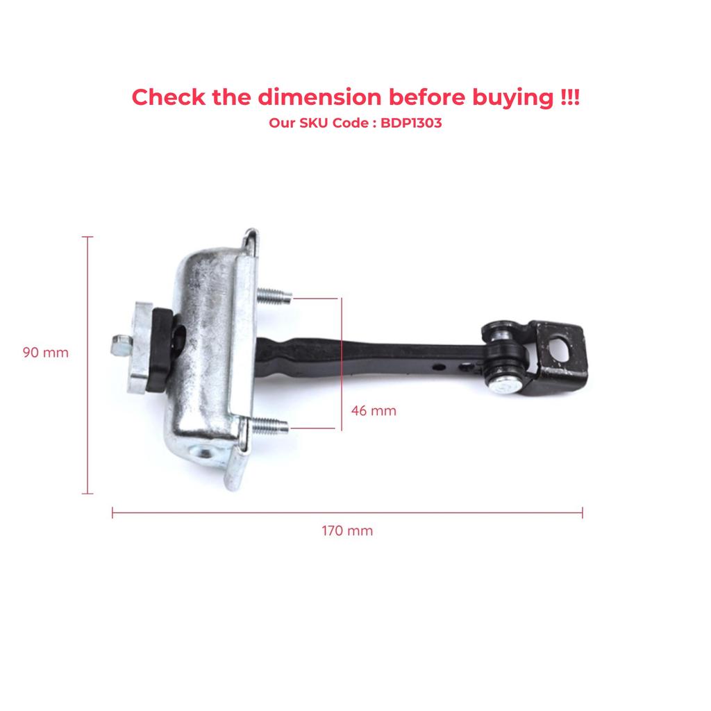EDP1303 Front Door Hinge Stop Check Strap Limiter for Citroen C3 MK3 Peugeot 208 2008 MK1 5-Door Hatchback 9671891380