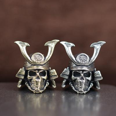 Japenese Samurai Skull Helmet Brass Knife Bead EDC DIY Paracord Woven Bracelet Lanyard Pendant Accessories Outdoor Tool Hangings