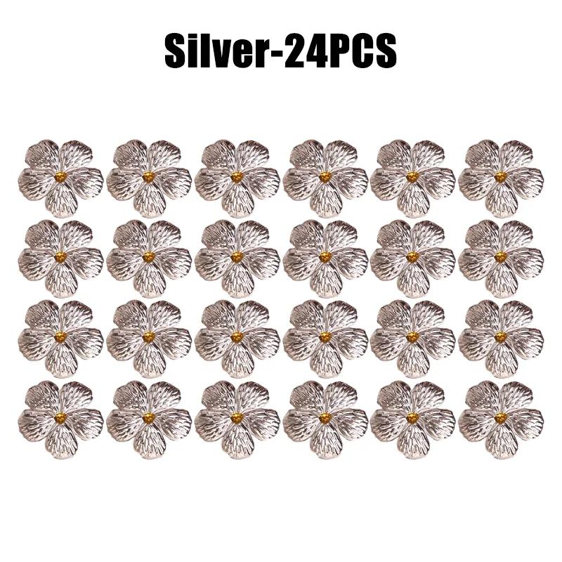 96PCS Bloom Napkin Ring Flower Types Decoration Napkin Holder Plum Blossom Napkin Buckle for Hotel Parties Feast Dining Table