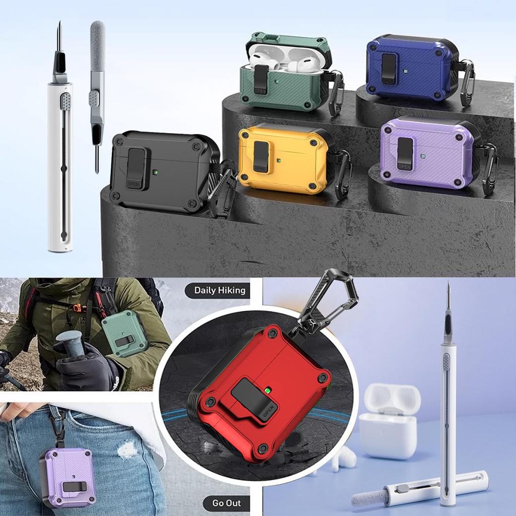 OJBSEN AirPods Case AirPods Pro 1st Generation Case with Safety Lock Automatic Button Hard TPU Airpods Pro Cover Magsafe Wireless Charging Compatible