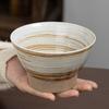 Handmade Japanese High-Footed Coarse Pottery Rice Bowl - Retro Style Noodle Dish