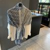 Silk Scarf Women's Summer Korean Version Versatile Thin Gauze Cotton and Linen Scarf Blue Feather Fringed Beach Towel Sun Protection Shawl