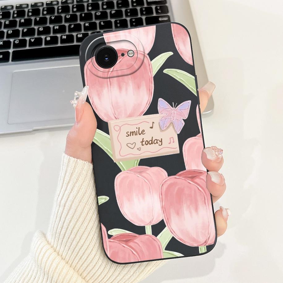 For iPhone 16E Case Popular Flower Cartoon Silicone Phone Cover For iPhone16E Funda For iPhone SE 2025 SE4 Shockproof Soft Cover