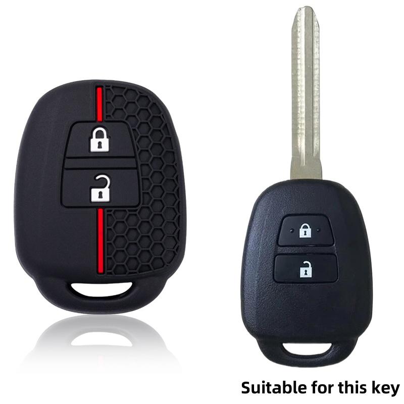 

Silicone Car Key Cover Case for Toyota Yaris Corolla Highlander Crown 2 Buttons Remote Skin Protector Shell Keychain Accessories