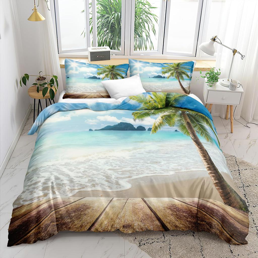 Starfish Conch Ocean Three-piece Quilt Cover 3D Digital Printing Bedding Set Bed Cover