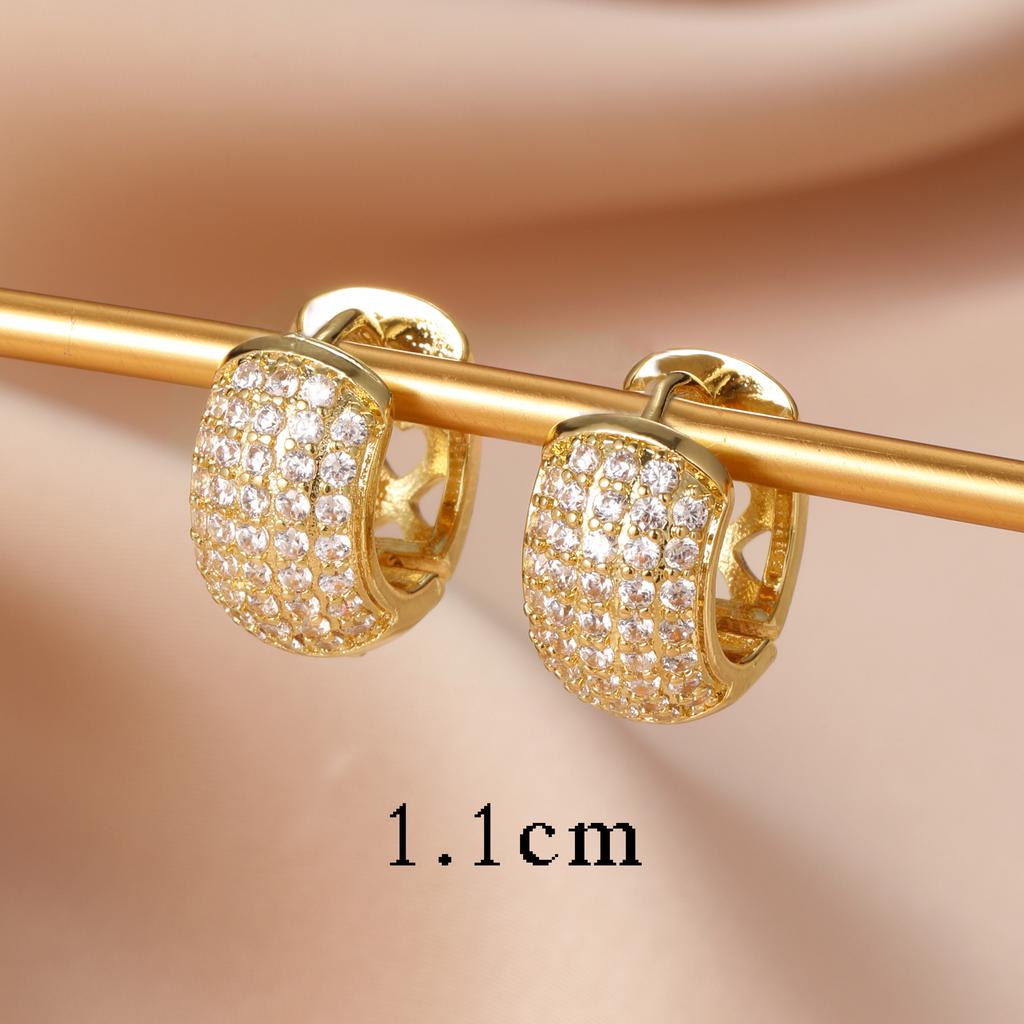 17KM Gold Color Ziron Hoop Earrings for Women Girls Retro Circle Heart Sparkling Stud Earring Set Fashion Trend Jewelry