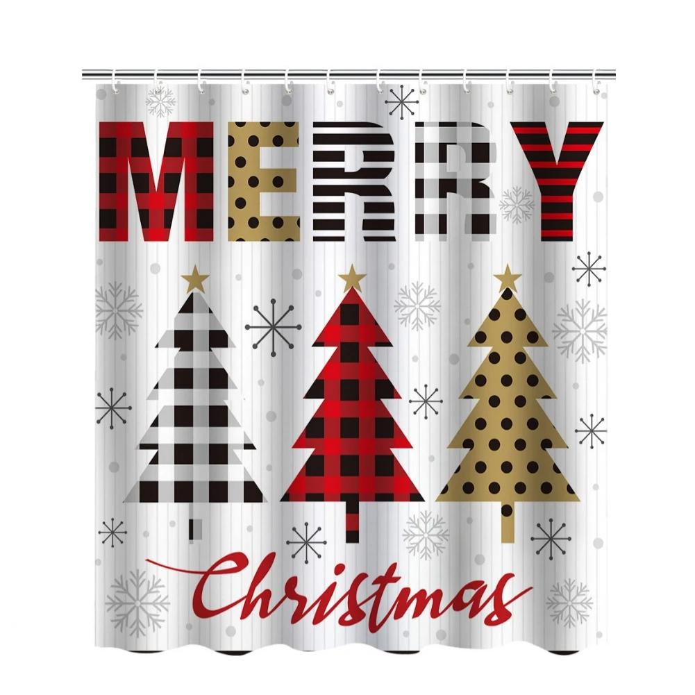 Merry Christmas /Santa Claus/Shower Curtains Holiday Farmhouse Home Fabric Bath Curtain Bathroom Decor/cow Print Blanket