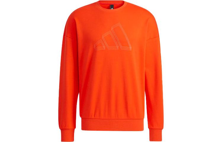 Adidas Sweatshirts Men s Orange Red Crew Neck Moderate Regular H40193 XL