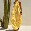 2026 New Popular Neck Striped Dress Holiday Style European and American Ins Style Spring and Summer Loose Drape Dress