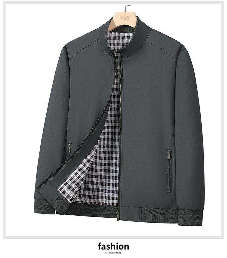 Plus Size Men's Business Stand-up Collar Casual Jacket for Autumn and Winter