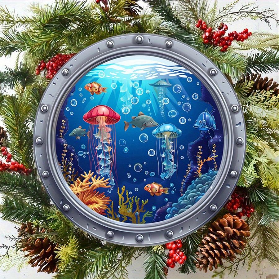 2D Flat 20cm Ocean Wooden Wall Hanging Decor - Jellyfish Universal Holiday Wooden Pendant, Home Decoration, Welcome Sign Party Decor, Wood Crafted Art