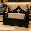 Creative Desktop Storage Stand Gothic Dark Business Card Holder, 3D Printed Architectural Desk Sculpture Stand, Black Organizer for Office Home Style