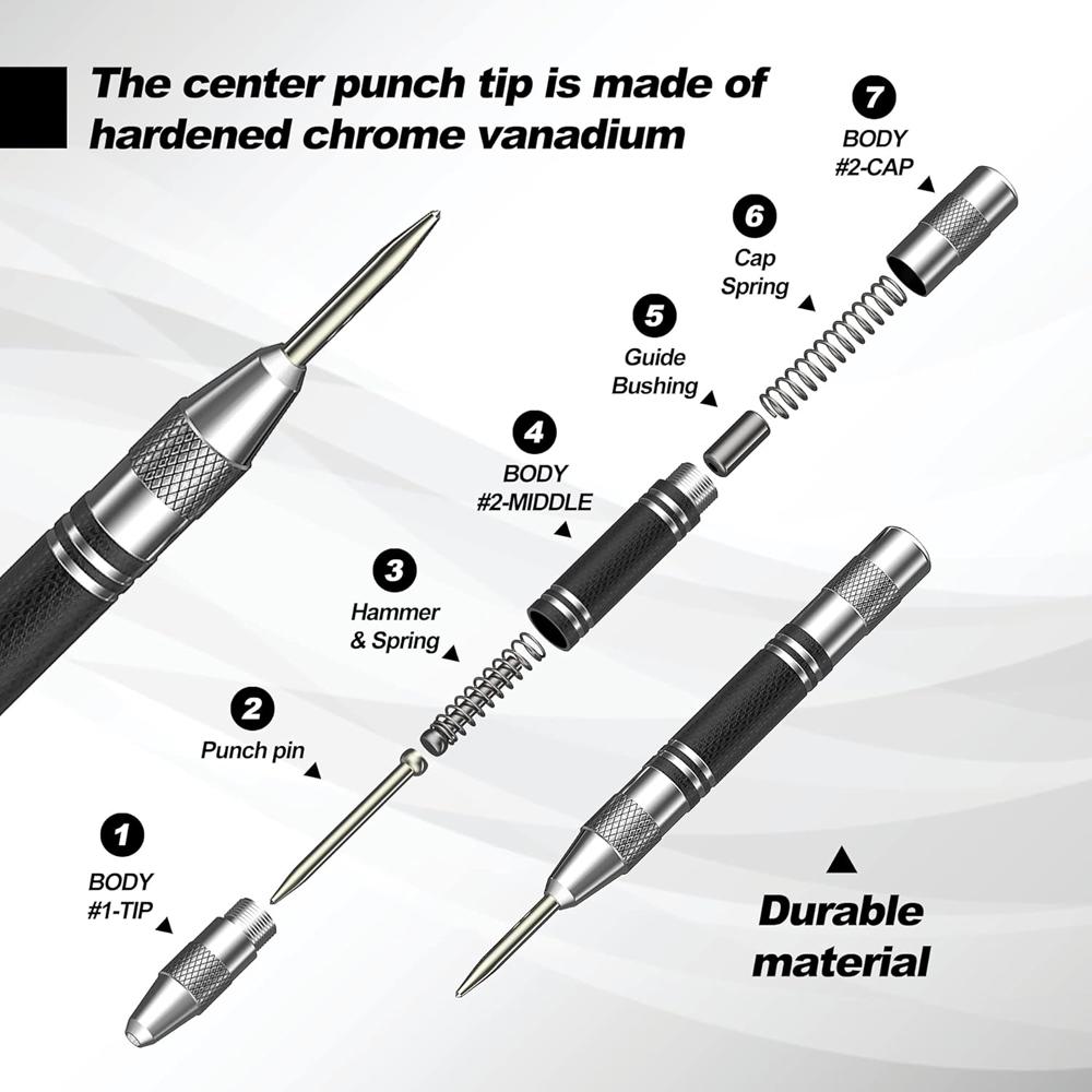 Automatisk senterstanse Generelt trebearbeiding metallbor Justerbar fjærbelastet automatisk stansehåndverktøy for metalltreglass
