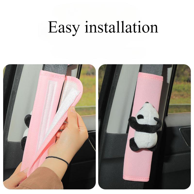Automobile Safety Belt Decoration Cartoon Panda Safety Belt Shoulder Pad Plush Automobile Seat Belt Accessories Car Decorations