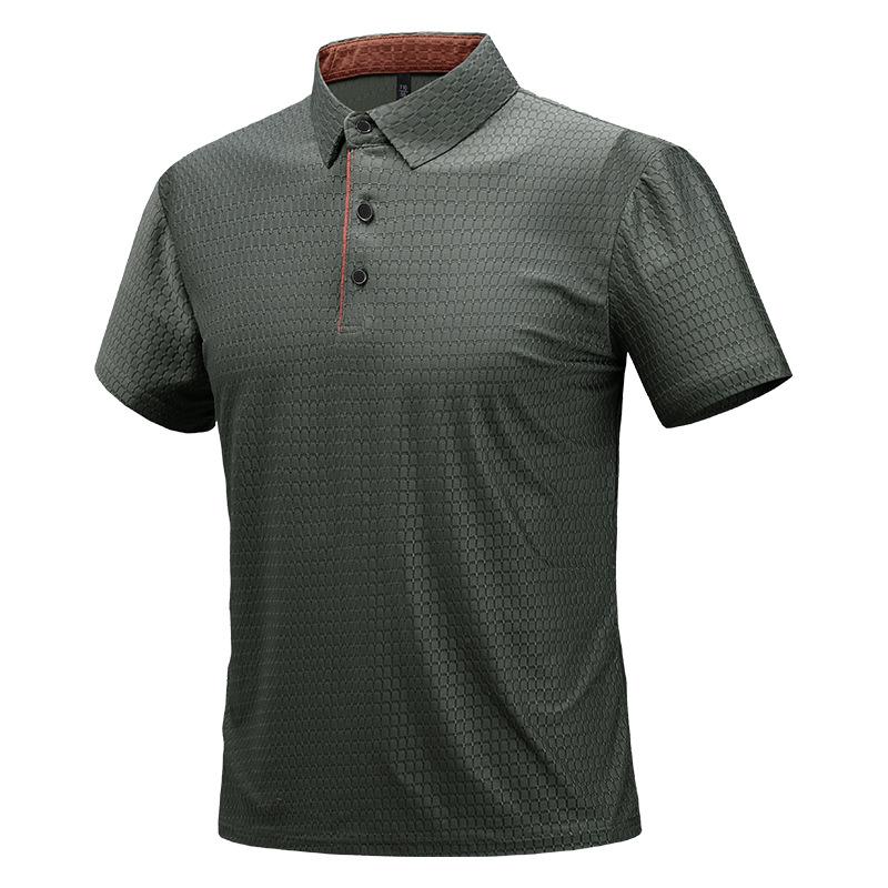 Letní pánské polo tričko s límečkem z ledového hedvábí Pánská košile