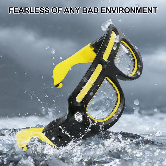 Motion Sensor LED Headlamp Glasses 5 Lighting Modes Rechargeable Strobe Light Safety Glasses Hands-Free Waterproof Head Light for Night Cycling