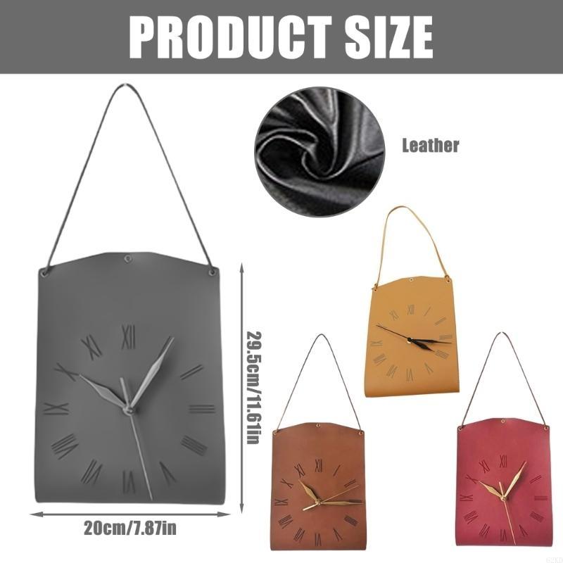 62KD Handbag Designs Wall Clock PU Leather Quiet Clock Home Decoration Accessories
