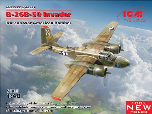 ICM 1/48 Scale US Air Force B-26B-50 Invader Korean War Plastic Model Kit 48281
