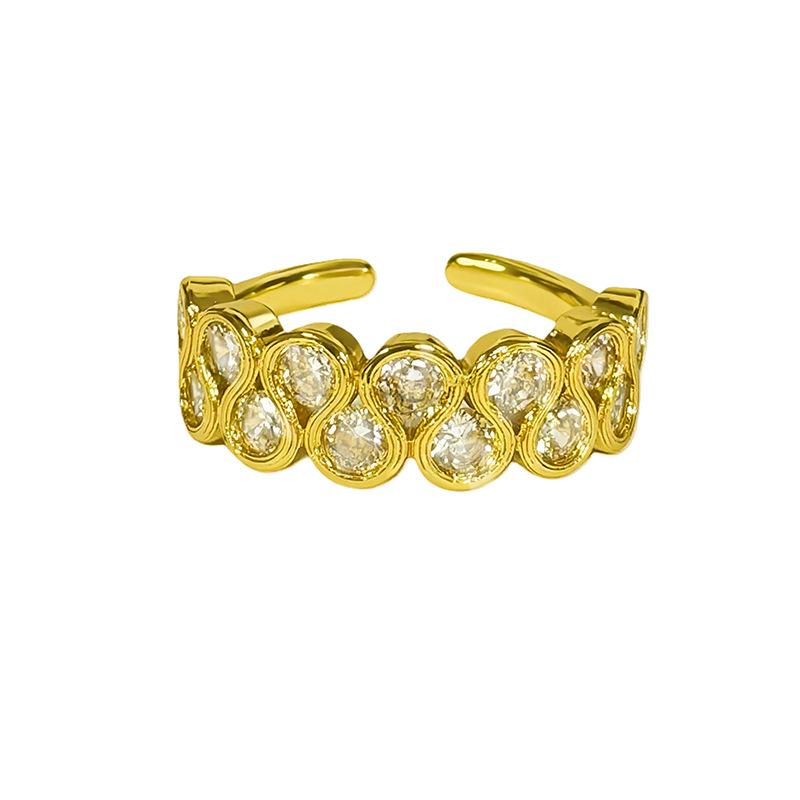 Light Luxury Full Diamond Row Diamond Zir*****Pen Ring Niche High Sense Commuting Stack Wearing Personalized Ring Woman