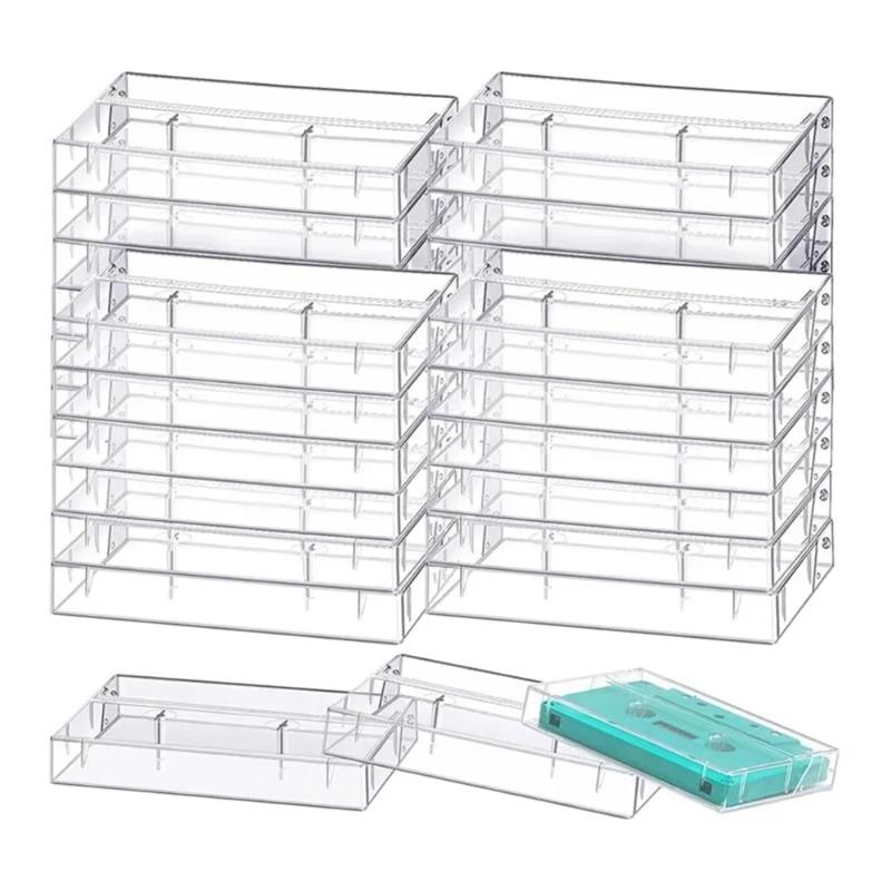 10Pcs Clear Plastic Cassette Tape Storage Cases Portable Audio Protector Boxes Holders 4.3x2.76x0.57 Inch Home Storage Supplies