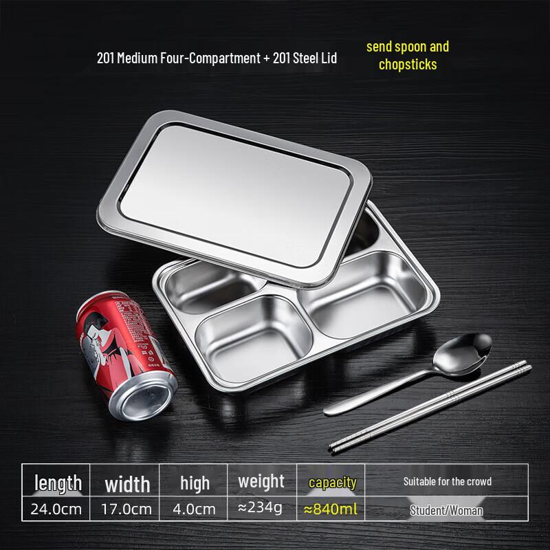 

Food-Grade Stainless Steel Divided Lunch Box & Meal Tray