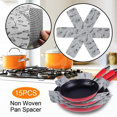 12/15Pcs Pot Pan Felt Protectors Divider Pads Heat Resistant Prevent Scratching Separate Mat Surfaces For Cookware Kitchen Tool