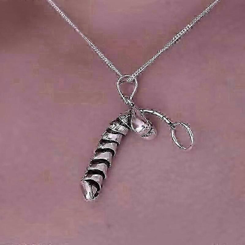 Sterling Silver Dick Pendant Necklace Fun Unique Jewelry Pendant Necklace Valentine's Gift for Men & Women