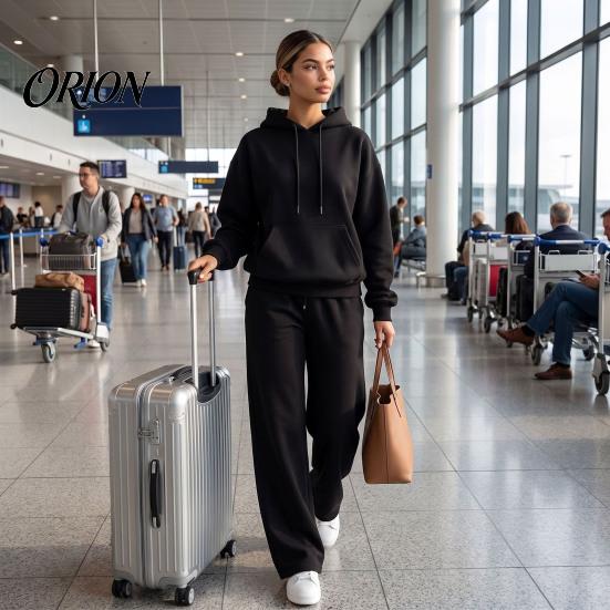 Athletic Set for Women Tracksuit 2 Piece Set, Long Sleeve Sweatshirt Wide Leg Sport Easy Care Machine Washable Sportswear Pants Lightweight