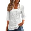 Women's Casual Fashion Lace Shirt Three-quarter Sleeve Top
