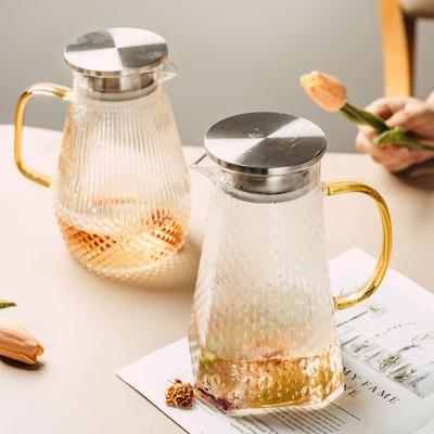 1600ml Heat-resistant Tea Pot Glass Hammer Pattern Water Pot Single Pot Boiling Tea High Resistant Flower Tea Set Kettle
