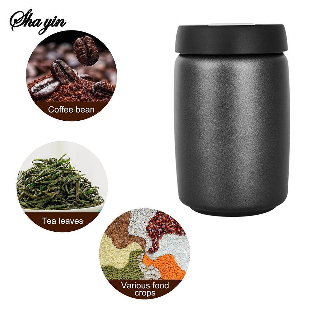Vakuumversiegelter Krug für Kaffeebohnen, 304 Edelstahl, Lebensmittel frisch halten, Vorratsbehälter für die Küche, 1200 ml, Vakuum-Kaffeedose