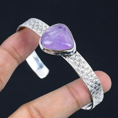 925 Silver Pear Star Amethyst Stone Trendy Unique Birthday Handcrafted Bangle
