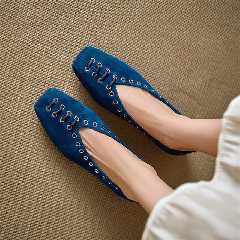 Fashion New Spring/autumn Sheep Suede Woman Shoes Square Toe Women Pumps Shoes for Women Fashion Hollow Out Loafers Low Heel Shoes