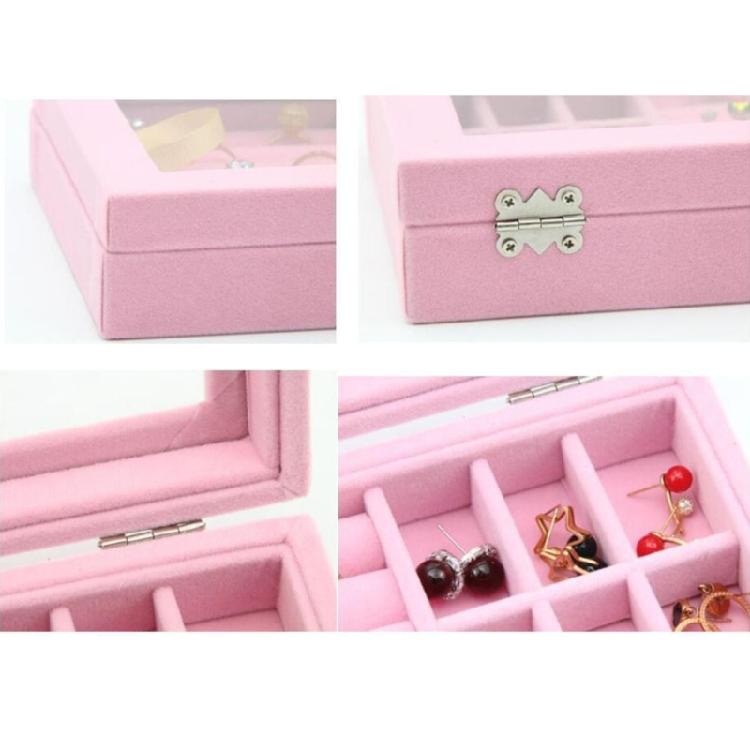 Dustproof Organizer for Earring Ring Necklace Velvet-Clear Lid Jewellery Holder